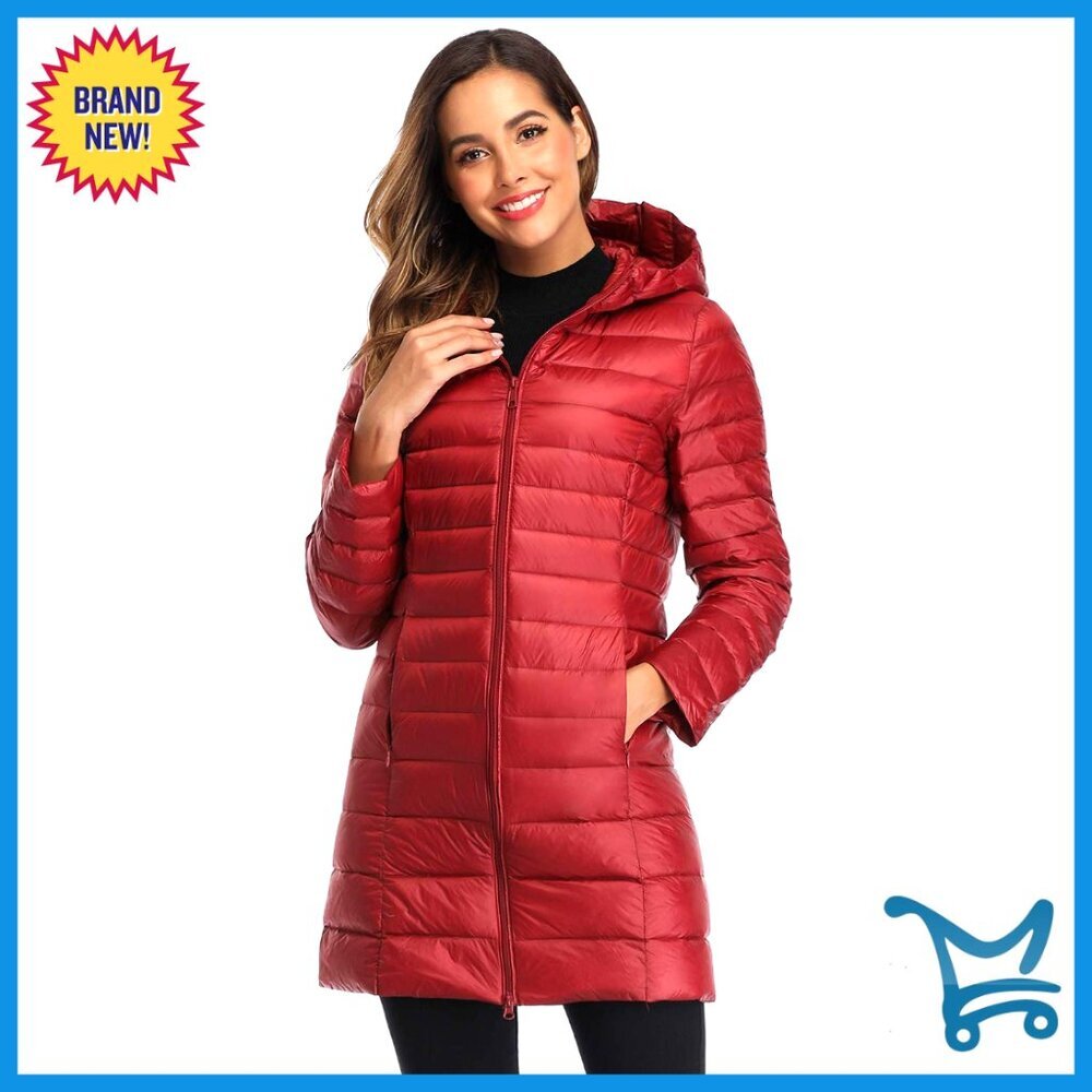 Plus Size Packable Down Puffer Jacket Hooded Winter Coat Ultralight